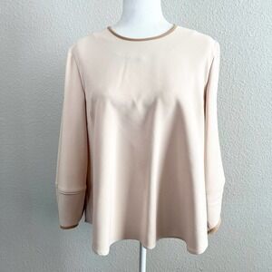 New Toccin (NY) Blouse Women’s L Lantern Sleeve Relaxed Easy Fit Beige Sand